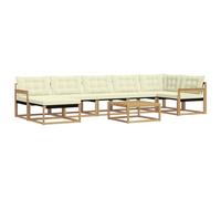 vidaXL Set di divani da esterno da 8 pezzi, bianco e crema, divano da giardino durevole e moderno, mobili per rilassarsi, sedie ergonomiche, lounge a prova di intemperie, divano da patio