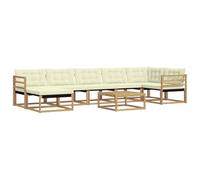 vidaXL Set di divani da esterno da 8 pezzi, bianco e crema, divano da giardino durevole e moderno, mobili per rilassarsi, sedie ergonomiche, lounge a prova di intemperie, divano da patio