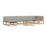 vidaXL Set di divani da esterno da 8 pezzi, bianco e grigio chiaro, divano da giardino durevole e moderno, mobili per rilassarsi, sedie ergonomiche, lounge a prova di intemperie, divano da patio