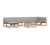 vidaXL Set di divani da esterno da 8 pezzi, bianco e grigio chiaro, divano da giardino durevole e moderno, mobili per rilassarsi, sedie ergonomiche, lounge a prova di intemperie, divano da patio