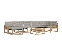 vidaXL Set di divani da esterno da 8 pezzi, bianco e grigio chiaro, divano da giardino durevole e moderno, mobili per rilassarsi, sedie ergonomiche, lounge a prova di intemperie, divano da patio