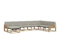vidaXL Set di divani da esterno da 8 pezzi, bianco e grigio chiaro, set di divani da giardino moderno, in legno di acacia resistente, reclinabile e ideale per il vostro esterno