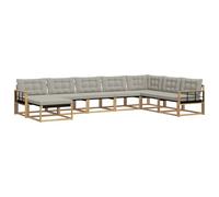 vidaXL Set di divani da esterno da 8 pezzi, bianco e grigio chiaro, set di divani da giardino moderno, in legno di acacia resistente, reclinabile e ideale per il vostro esterno