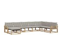 vidaXL Set di divani da esterno da 8 pezzi, bianco e grigio chiaro, set di divani da giardino moderno, in legno di acacia resistente, reclinabile e ideale per il vostro esterno