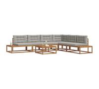 vidaXL Set di divani da esterno Grigio Naturale e Chiaro, Divano moderno per il giardino e terrazza, resistente alle intemperie, modulare in legno di acacia per un'elegante esperienza all'aperto