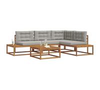 vidaXL Set di divani da esterno Grigio Naturale e Chiaro, Giardino e Terrazzo, Set Mobili Moderni da Esterno, Divano Sezionale e Seduta in Legno Acacia per Patio Comodo
