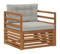 vidaXL Set di divani da esterno Legno di Acacia Massello e Poliestere, Divano da giardino, set modulari per esterni, mobili resistenti per relax in terrazza e cortile