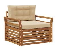 vidaXL Set di divani da esterno Legno di Acacia Massello e Poliestere, Divano da giardino, set modulari per esterni, mobili resistenti per relax in terrazza e cortile