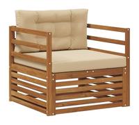 vidaXL Set di divani da esterno Legno di Acacia Massello e Poliestere, Divano da giardino, set modulari per esterni, mobili resistenti per relax in terrazza e cortile