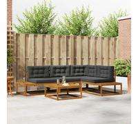 vidaXL Set di divani da esterno 5 Pezzo Naturale e Antracite, Giardino e Terrazzo, Set Mobili Moderni da Esterno, Divano Sezionale e Seduta in Legno Acacia per Patio Comodo