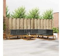 vidaXL Set di divani da esterno 7 Pezzo Naturale e Antracite, Divano moderno per il giardino e terrazza, resistente alle intemperie, modulare in legno di acacia per un'elegante esperienza all'aperto,