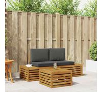vidaXL Set di divani da esterno Naturale e Antracite 59 x 59 x 37 cm