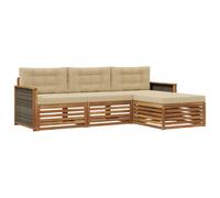 vidaXL Set di divani da esterno Naturale e Beige 249,5 x 162,5 x 73 cm, Divano da giardino, set moderno da esterno per patio, comfort e relax in terrazza