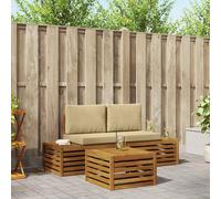 vidaXL Set di divani da esterno con cuscino 3 Pezzo Naturale e Beige, Mobili da giardino, divano modulare moderno per esterni, set lounge resistente, comodi posti a sedere