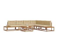 vidaXL Set di divani da esterno Naturale e Beige, Divano moderno per il giardino e terrazza, resistente alle intemperie, modulare in legno di acacia per un'elegante esperienza all'aperto