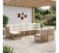 vidaXL Set di divani da esterno 9 pcs Naturale e Bianco Crema, Mobile da giardino elegante, set divani in rattan, divani sezionali resistenti per relax all'aperto