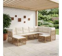 vidaXL Set di divani da esterno Naturale e Bianco Crema Poliestere
