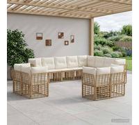 vidaXL Set di divani da esterno Naturale e Bianco Crema Poliestere, Divano moderno, resistente alle intemperie, modulare, con piedi regolabili, arredo giardino, posti flessibili all'aperto