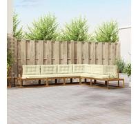 vidaXL Set di divani da esterno 6 Pezzo Naturale e Crema, Divano in Legno di Acacia, Seduta Moderna da Esterno, Divano Sezionale Resistente per Giardini e Terrazze, Set di Mobili da Patio Resistenti