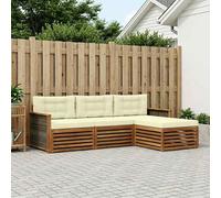 vidaXL Set di divani da esterno Naturale e Crema 249,5 x 162,5 x 73 cm, Divano da esterno, set sezionale per giardino, lounge moderna, posti a sedere per rilassarsi comodamente