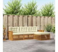 vidaXL Set di divani da esterno Naturale e Crema 249,5 x 162,5 x 73 cm