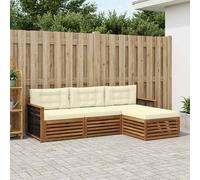 vidaXL Set di divani da esterno Naturale e Crema 249 x 162,5 x 73 cm, Divano da esterno, set sezionale per giardino, lounge moderna, posti a sedere per rilassarsi comodamente