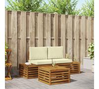 vidaXL Set di divani da esterno Naturale e Crema 59 x 59 x 37 cm