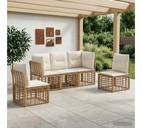 vidaXL Set di divani da esterno Naturale Poliestere