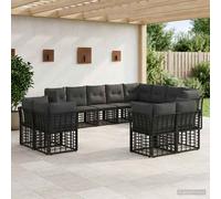 vidaXL Set di divani da esterno Nero e Grigio scuro Poliestere, Divano moderno, resistente alle intemperie, modulare, con piedi regolabili, arredo giardino, posti flessibili all'aperto