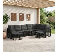 vidaXL Set di divani da esterno 9 pcs Nero e Grigio scuro Poliestere, Set di divani da esterno, resistenti alle intemperie, salotto in giardino, comfort in patio, per il tuo giardino