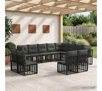 vidaXL Set di divani da esterno 12 pcs Nero e Grigio scuro Poliestere, Set Divano Esterno, Mobili Rattan, Posti Sezionali, Lounge Patio, Giardino Relax, Suite Esterna