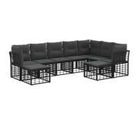 vidaXL Set di divani da esterno 9 pcs Nero e Grigio scuro Poliestere, Set di divani da esterno, resistenti alle intemperie, salotto in giardino, comfort in patio, per il tuo giardino