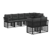 vidaXL Set di divani da esterno con cuscino 6 pcs Nero Poliestere, Divano da esterno, comodo set modulare, resistente agli agenti atmosferici, arredo versatile per il giardino