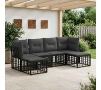 vidaXL Set di divani da esterno con cuscino 6 pcs Nero Poliestere, Divano da esterno, set modulare resistente, cuscini comodi, comoda disposizione per il patio