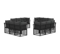 vidaXL Set di divani da esterno Nero Poliestere