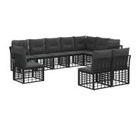 vidaXL Set di divani da esterno con cuscino 7 pcs Nero Poliestere, Set divano per esterno, mobili resistenti, relax in patio, posti in giardino, divano sezionale, intrattenimento sul deck