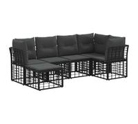 vidaXL Set di divani da esterno con cuscino 6 pcs Nero Poliestere, Set Divano Elegante per Giardino, Mobili Modulari, Comfort all'Aperto, Lounge Resistente alle Intemperie