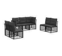 vidaXL Set di divani da esterno con cuscino 7 pcs Nero Poliestere, Set Divano da Esterno di Lusso, Mobili in Rattan, Lounge Patios, Cuscini Eleganti, Design Modulare