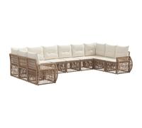 vidaXL Set di divani da giardino, 10 pezzi, beige e bianco crema, divano modulare, resistente alle intemperie, per esterni, ideale per piscina, giardino, patio o balcone