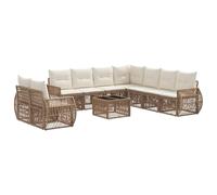 vidaXL Set di divani da giardino, 10 pezzi, beige e bianco crema, set di divani da giardino moderno, resistenti alle intemperie, design modulare, seduta comoda, facile da pulire