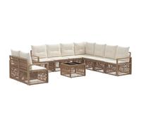 vidaXL Set di divani da giardino, 10 pezzi, beige, in rattan sintetico, moderno e resistente alle intemperie, con cuscini, per godersi il giardino e il patio