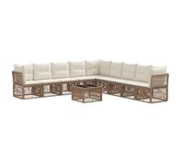 vidaXL Set di divani da giardino, 10 pezzi, beige polyrattan, divano modulare moderno, resistente alle intemperie, perfetto per relax, mobili da patio, cuscino per giardino