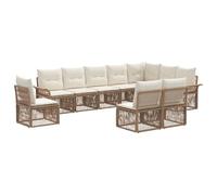 vidaXL Set di divani da giardino, 10 pezzi, beige, rattan sintetico, divano da giardino moderno, mobili da esterno resistenti alle intemperie, set modulare per un riposo con stile