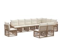vidaXL Set di divani da giardino, 10 pezzi, beige, rattan sintetico, divano modulare moderno per esterni, resistente alle intemperie, con gambe regolabili, ideale per il giardino