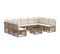 vidaXL Set di divani da giardino, 10 pezzi, beige, rattan sintetico, set divano moderno per esterni, resistente, design modulare, mobili in rattan, sedie da giardino flessibili
