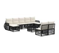 vidaXL Set di divani da giardino, 10 pezzi, colore nero e bianco, crema, moderno divano da giardino, resistente alle intemperie, design modulare, ideale per rilassarsi in Patio