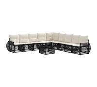 vidaXL Set di divani da giardino, 10 pezzi, colore nero e bianco, crema, moderno divano da giardino, resistente alle intemperie, modulare, portatile, ideale per il soggiorno all'aperto