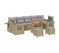 vidaXL Set di divani da Giardino 10 Pezzi con Cuscini Beige, in Rattan Sintetico, con Moduli Regolabili. Perfetti per Il Tuo Patio, Lounge o per Esterni in Generale, Include Anche tavolini e tavoli