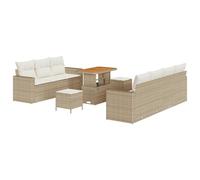 vidaXL Set di divani da Giardino 10 Pezzi con Cuscini Bianchi Crema in polyrattan Beige. Un Mobile modulare Elegante e Comodo, Perfetto per i patii e i balconi. Include Anche i Piedini Regolabili. I