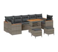 vidaXL Set di Divani da Giardino 10 Pezzi con Cuscini Grigio Rattan Polimerico Acciaio Mobili Contemporanei per Patio Balcone e Seduta da Esterno Resistente alle Intemperie Sezionale 3 Posti PE 2